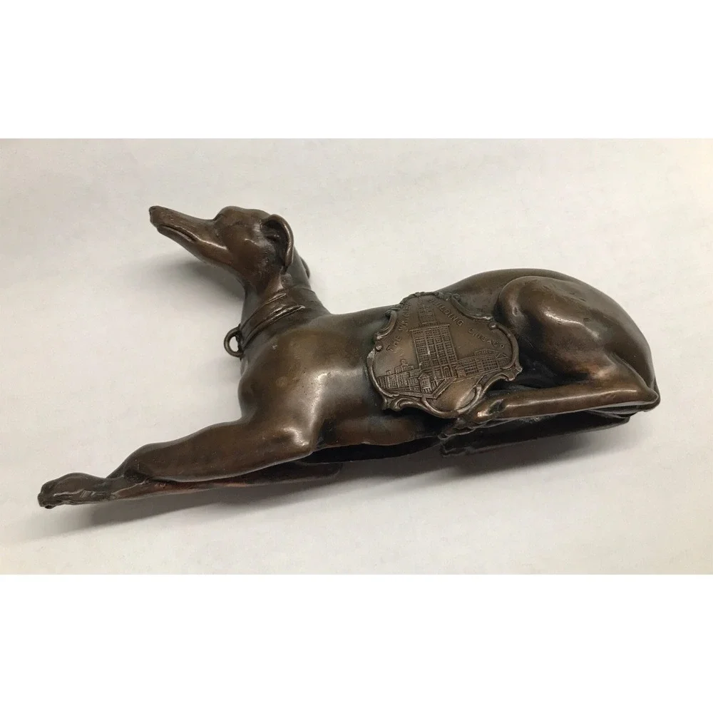 Antique The Wrigley Building Chicago Bros WHIPPET GREYHOUND SOUVENIR Bronze Dog